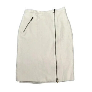 J Crew 4 Women 100% Wool Neutral Pencil Skirt Asymmetrical Zipper Pocket Career